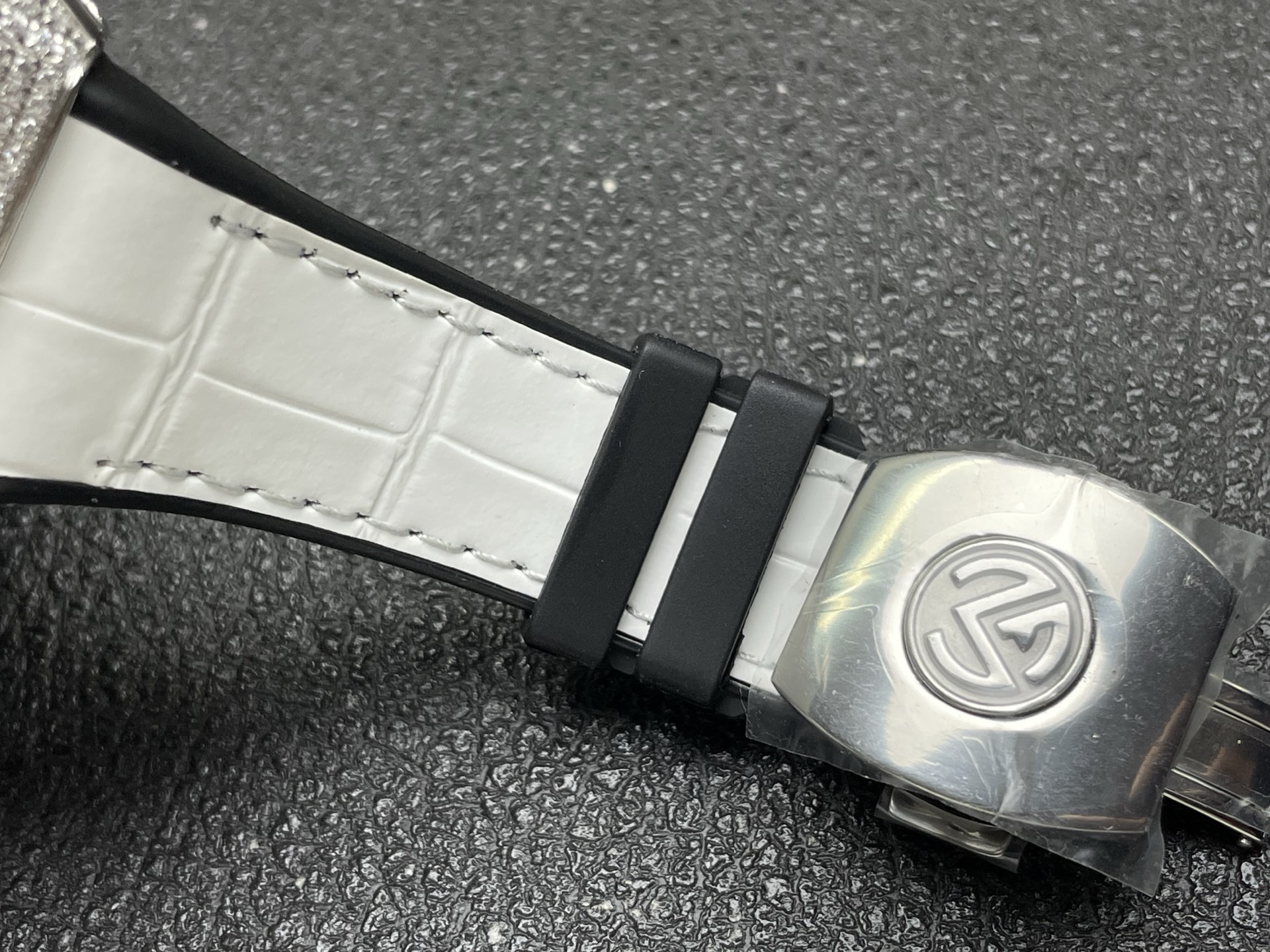 Franck Muller Diamond Set Tourbillon Watch, Black Dial Arabic Numeral White Gold Case Leather Strap