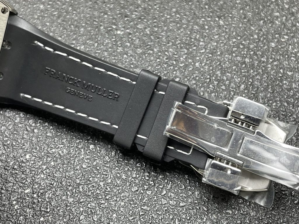 Franck Muller Diamond Set Tourbillon Watch, Black Dial Arabic Numeral White Gold Case Leather Strap