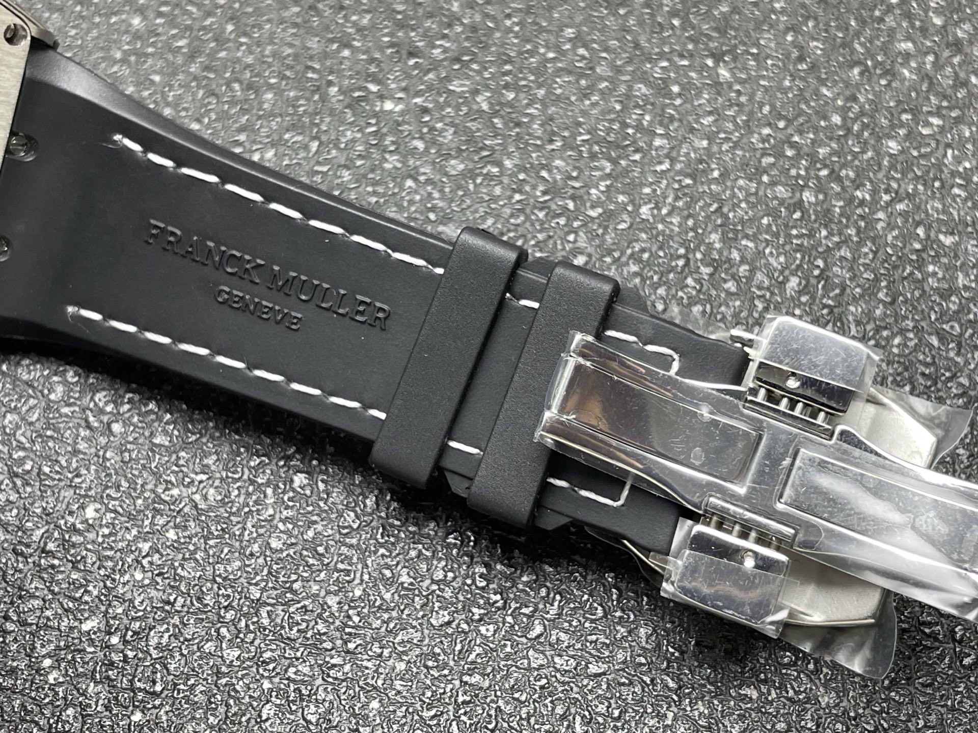 Franck Muller Diamond Set Tourbillon Watch, Black Dial Arabic Numeral White Gold Case Leather Strap
