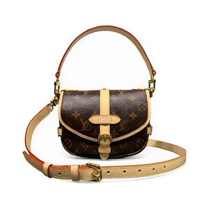 Louis Vuitton Saumur in Monogram Canvas and Natural Leather with Flap Closure for Handheld Carry