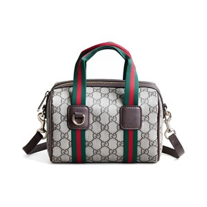 Gucci Ophidia Small in GG Supreme Canvas with Brown Leather Trim and Zipper Designer Bag