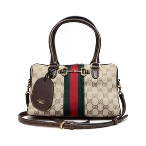 Gucci Borsetto in GG Canvas with Leather Trim and Zipper for Handheld Shoulder Bag Carry 866732