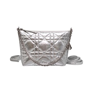 Dior Lady in Metallic Lamé Leather with Zipper for Shoulder Crossbody Bag Carry