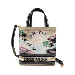 Christian Dior Book Tote in Canvas with Open Top Closure for Hand CarryShoulder 25cm Designer Bag