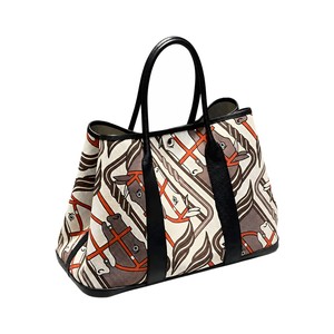 Hermès Garden Party 30 in Toile H Canvas with Vache Noir Leather Trim for Hand and Shoulder Carry