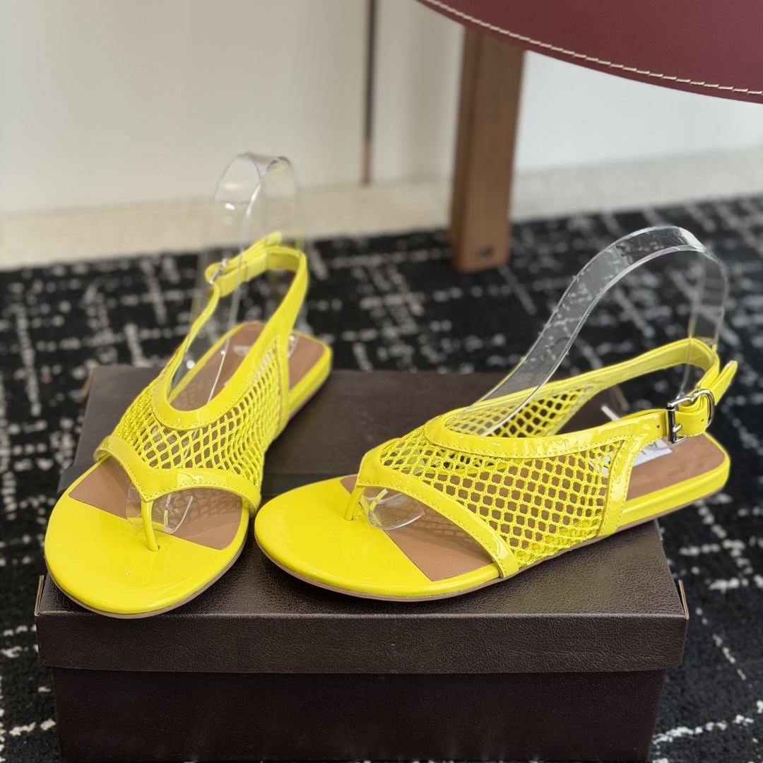 Alaia Ankle-Strap Flat Sandals in Genuine Lambskin with Calfskin Lining and Durable Rubber Sole