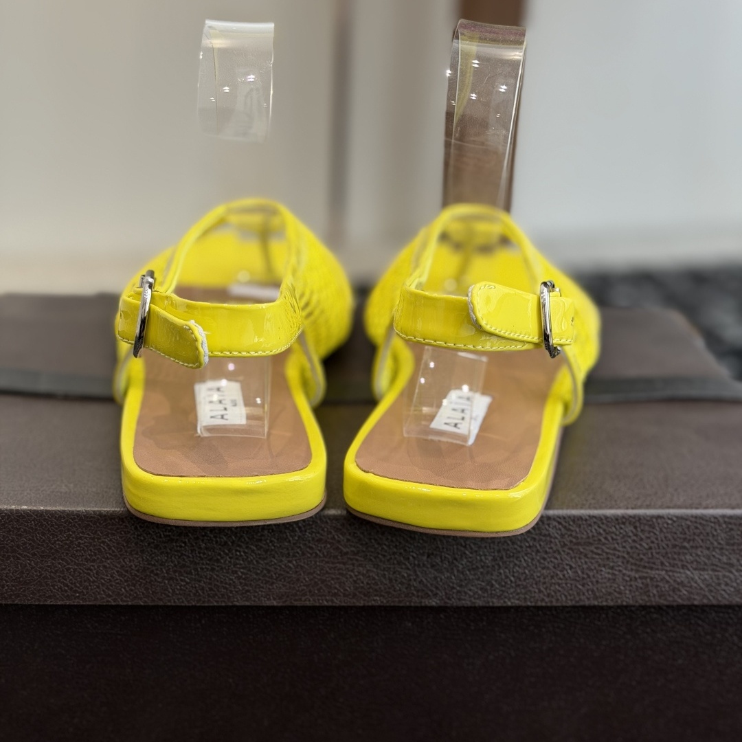 Alaia Ankle-Strap Flat Sandals in Genuine Lambskin with Calfskin Lining and Durable Rubber Sole
