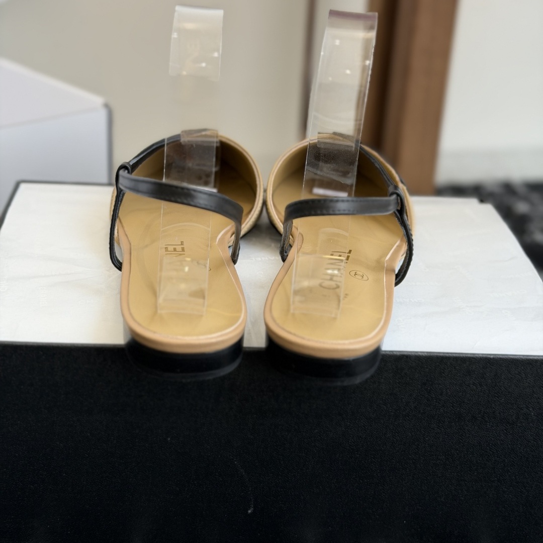 CHANEL Ankle-Strap Flat Sandals in Genuine Lambskin with Calfskin Lining and Durable Rubber Sole