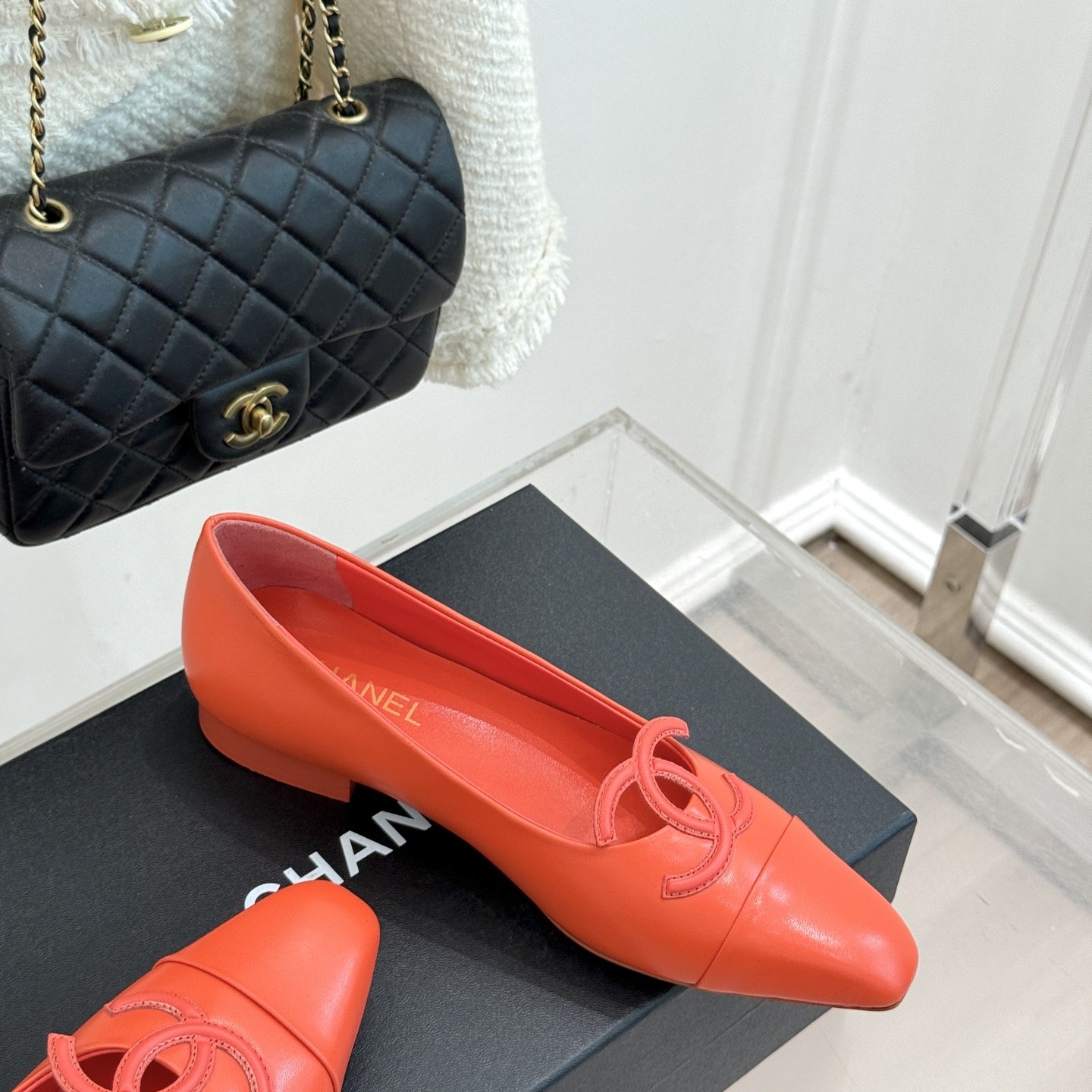 CHANEL Double C Two-tone Flat Ballet Flats in Full-grain Genuine Lambskin with Calfskin Lining Itali