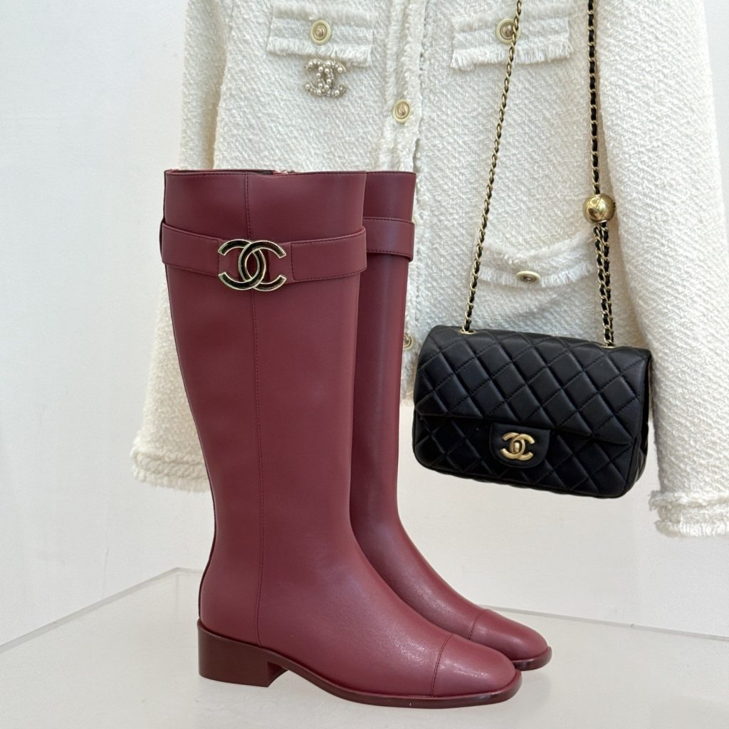 CHANEL Double C Metal Buckle Strap Riding Short Boots in Cowhide Lambskin Lining and Italian Leather
