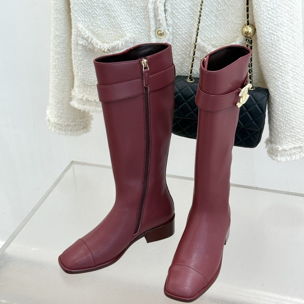 CHANEL Double C Metal Buckle Strap Riding Short Boots in Cowhide Lambskin Lining and Italian Leather