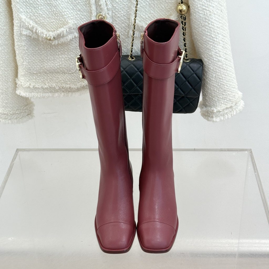 CHANEL Double C Metal Buckle Strap Riding Short Boots in Cowhide Lambskin Lining and Italian Leather