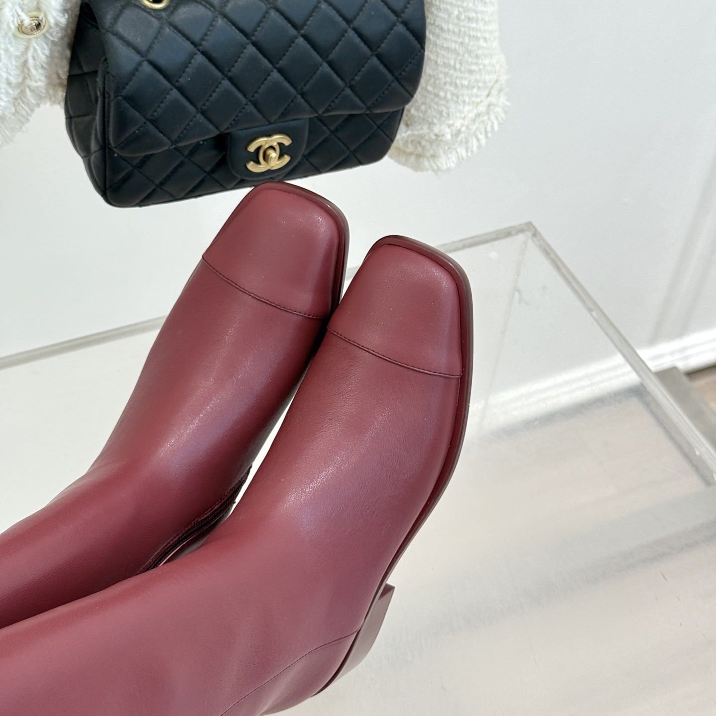 CHANEL Double C Metal Buckle Strap Riding Short Boots in Cowhide Lambskin Lining and Italian Leather