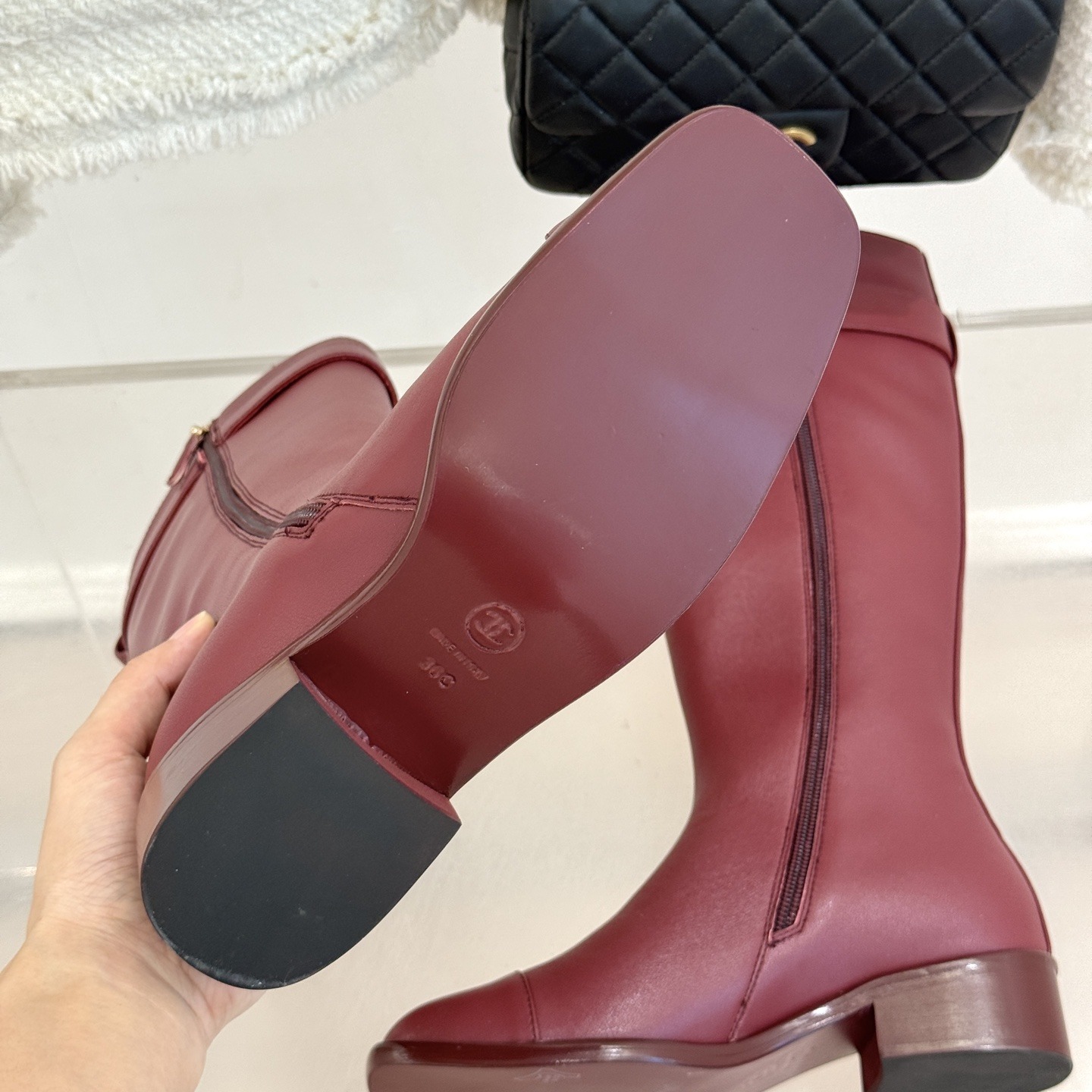 CHANEL Double C Metal Buckle Strap Riding Short Boots in Cowhide Lambskin Lining and Italian Leather