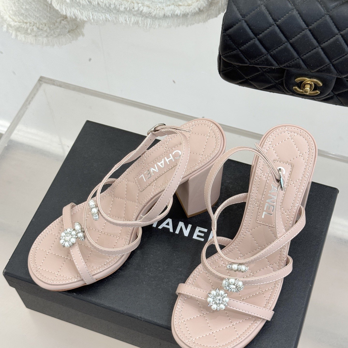 CHANEL Ankle-Strap Flat Sandals in Genuine Lambskin with Calfskin Lining and Durable Rubber Sole