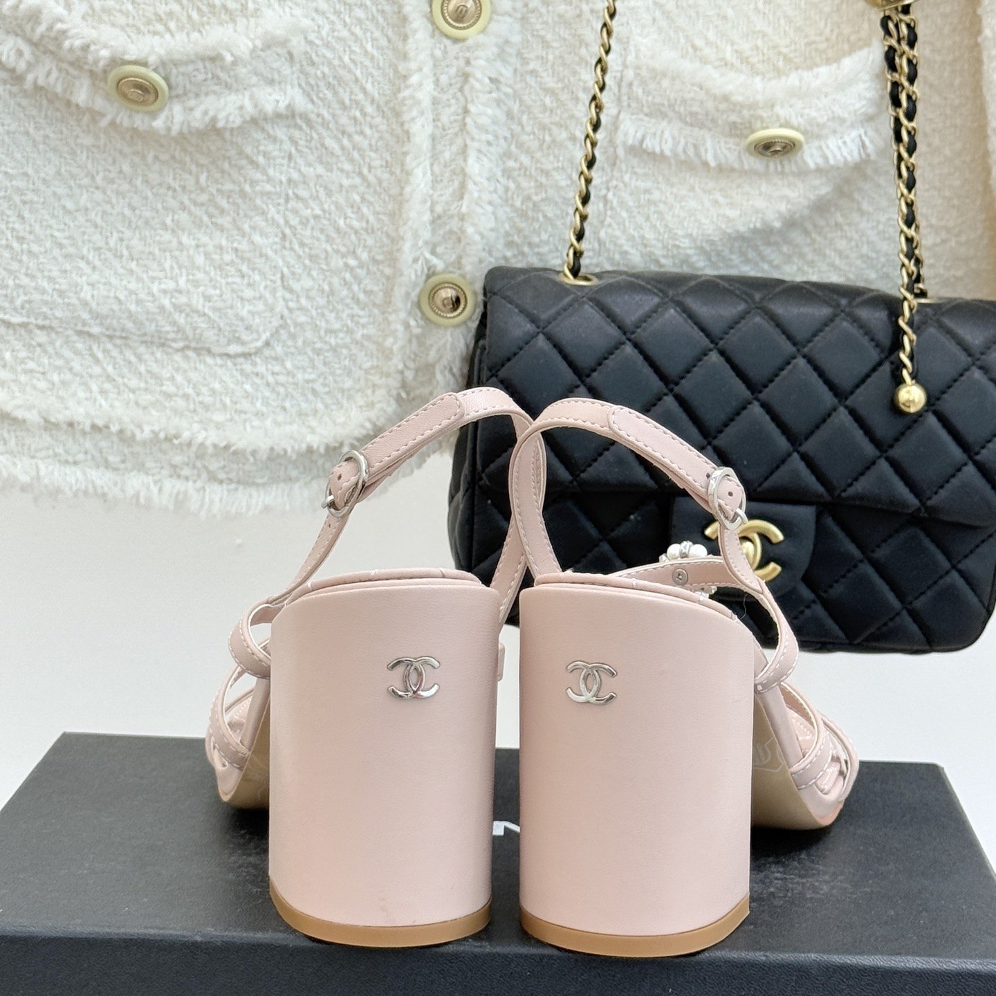 CHANEL Ankle-Strap Flat Sandals in Genuine Lambskin with Calfskin Lining and Durable Rubber Sole