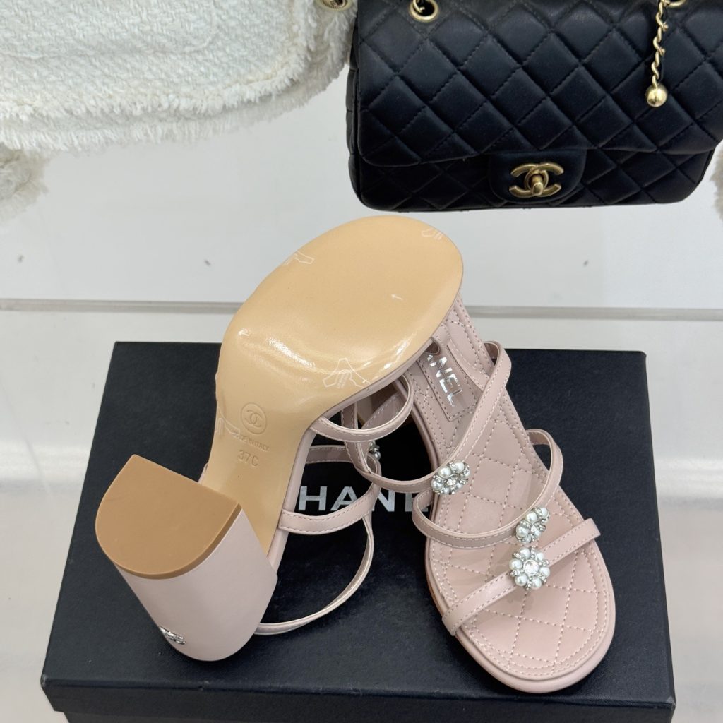 CHANEL Ankle-Strap Flat Sandals in Genuine Lambskin with Calfskin Lining and Durable Rubber Sole
