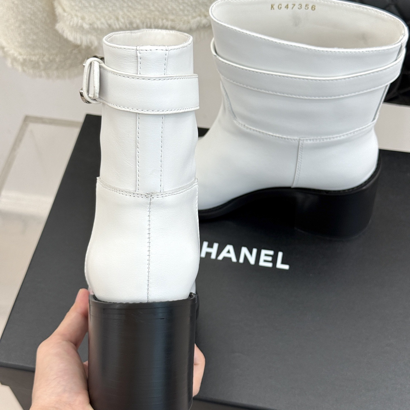 CHANEL Double C Metal Buckle Strap Cowhide Riding Short Boots Lambskin Lining and Italian Leather So