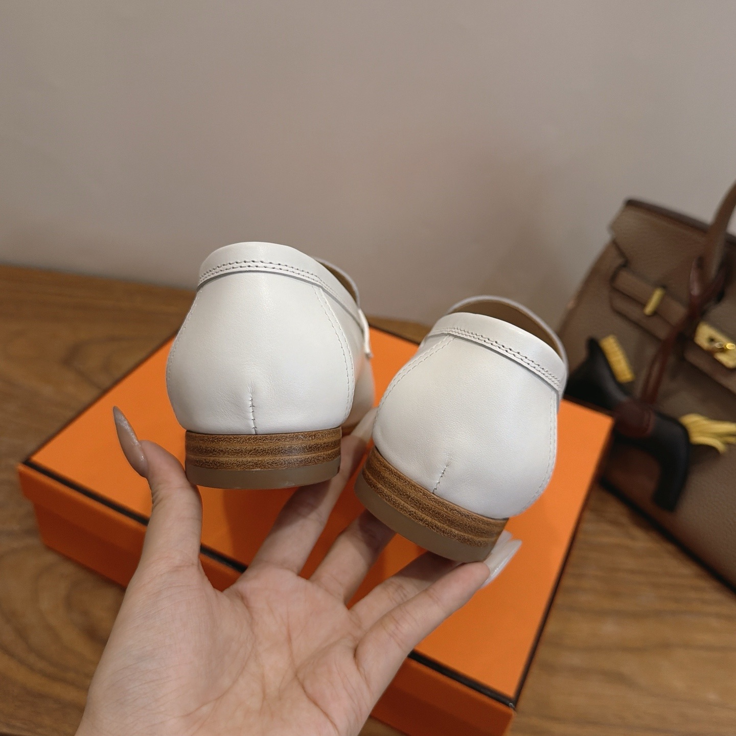 HERMES Paris Loafer Slip-Ons with Metal H Buckle in Genuine Leather with Lambskin Lining Italian Lea