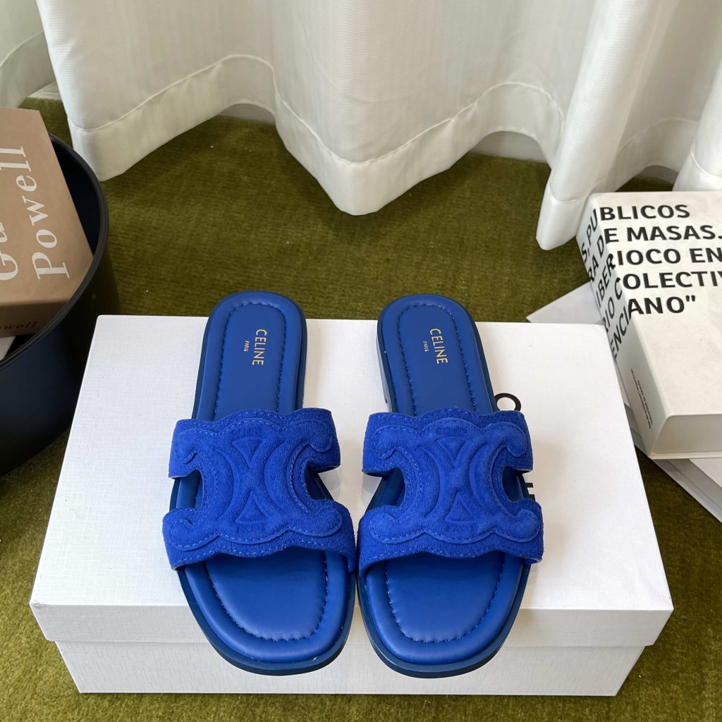CELINE Ankle-Strap Flat Sandals in Genuine Lambskin with Calfskin Lining and Durable Rubber Sole