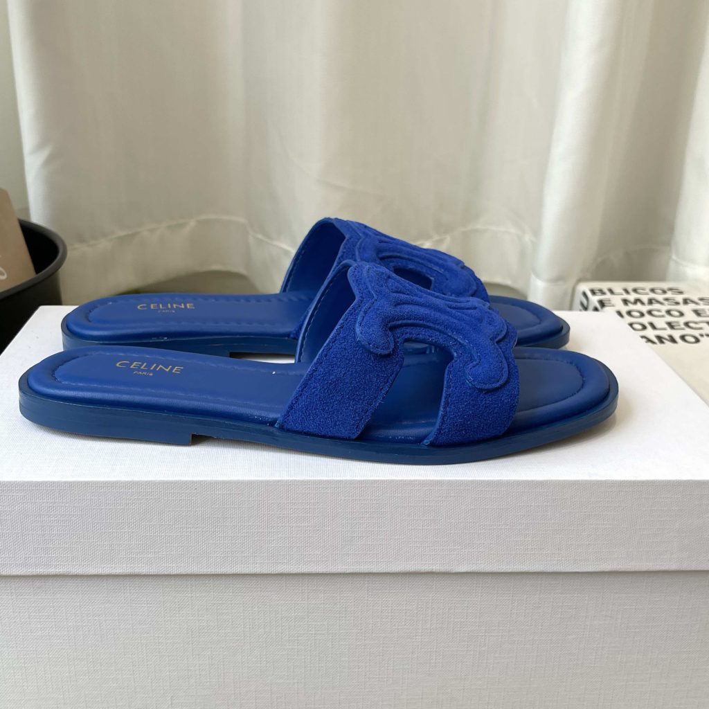 CELINE Ankle-Strap Flat Sandals in Genuine Lambskin with Calfskin Lining and Durable Rubber Sole