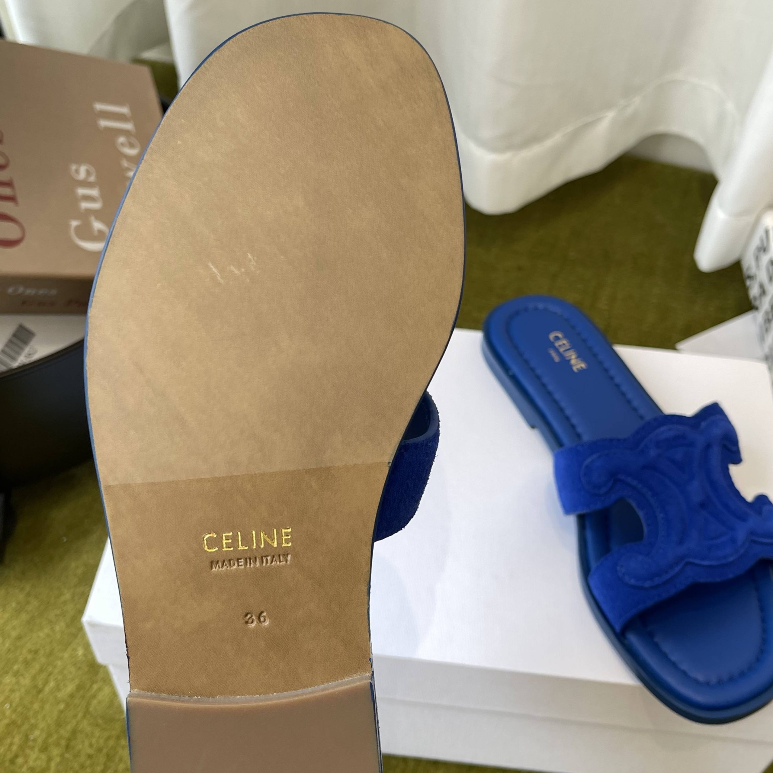CELINE Ankle-Strap Flat Sandals in Genuine Lambskin with Calfskin Lining and Durable Rubber Sole