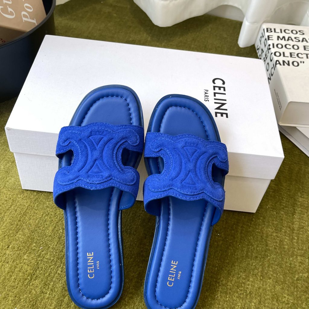 CELINE Ankle-Strap Flat Sandals in Genuine Lambskin with Calfskin Lining and Durable Rubber Sole