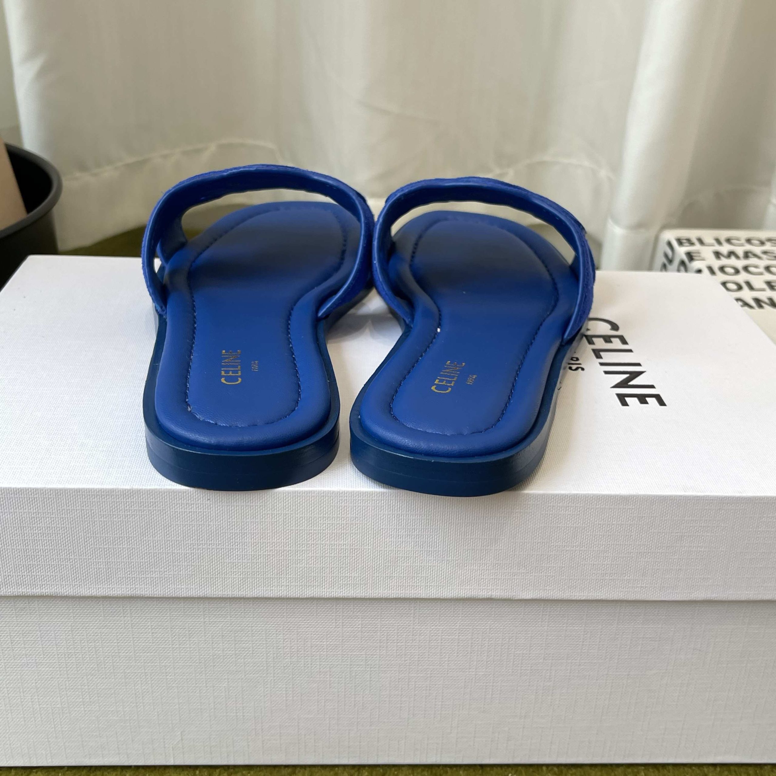 CELINE Ankle-Strap Flat Sandals in Genuine Lambskin with Calfskin Lining and Durable Rubber Sole