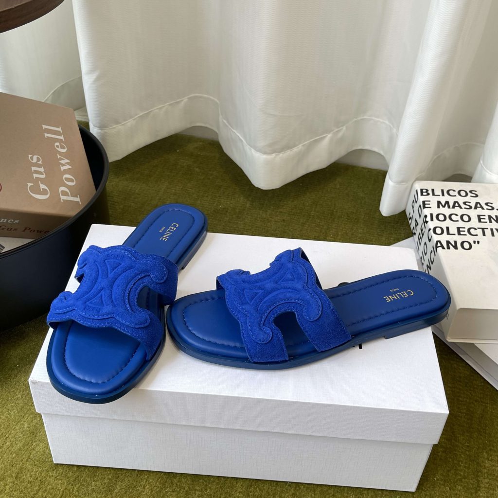 CELINE Ankle-Strap Flat Sandals in Genuine Lambskin with Calfskin Lining and Durable Rubber Sole