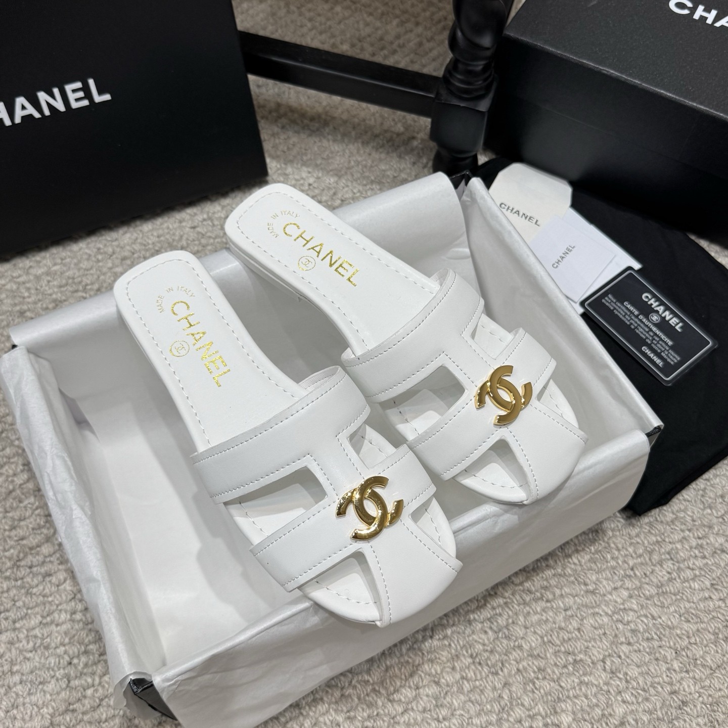 CHANEL Ankle-Strap Flat Sandals in Genuine Lambskin with Calfskin Lining and Durable Rubber Sole