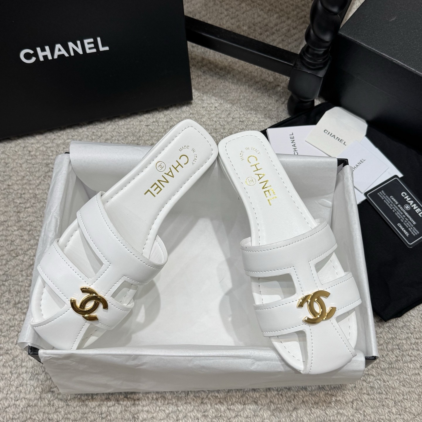 CHANEL Ankle-Strap Flat Sandals in Genuine Lambskin with Calfskin Lining and Durable Rubber Sole
