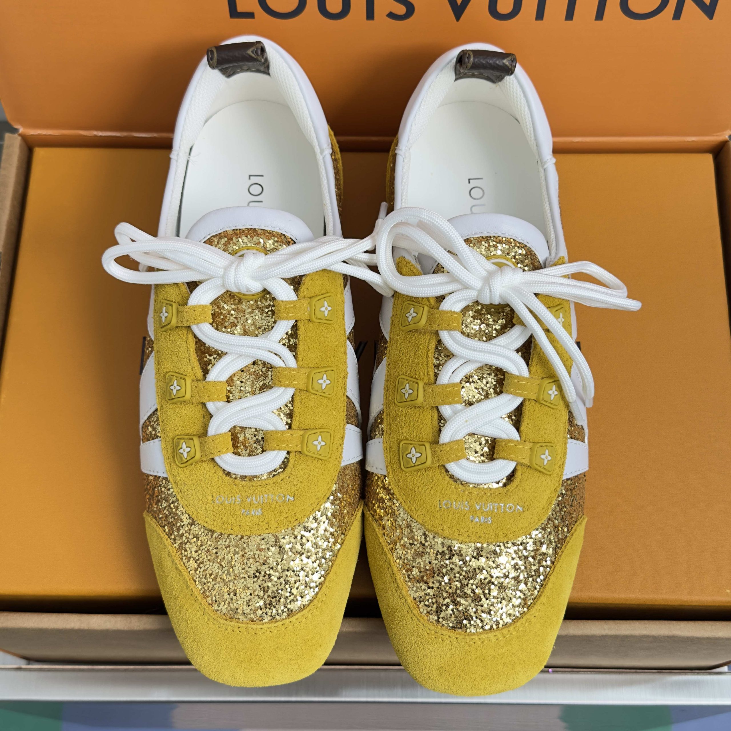 LOUIS VUITTON Retro Running Sneakers in Premium Suede with Goatskin Lining and Lightweight TPU Sole