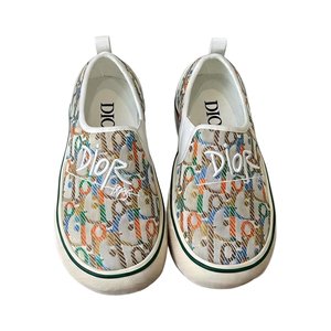 Dior Embroidered Loafer with Signature Lettering in Custom Fabric with Genuine Lambskin Lining Itali