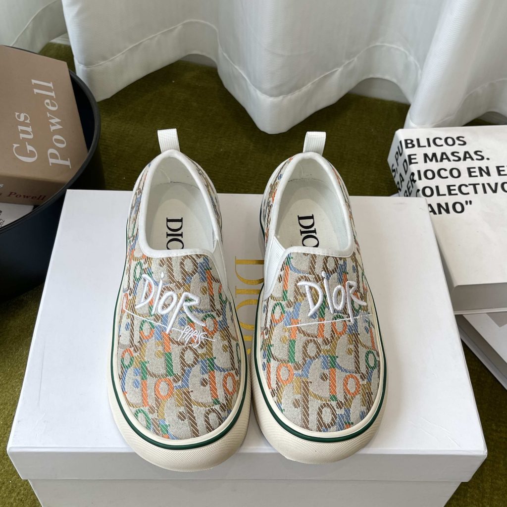 Dior Embroidered Loafer with Signature Lettering in Custom Fabric with Genuine Lambskin Lining Itali