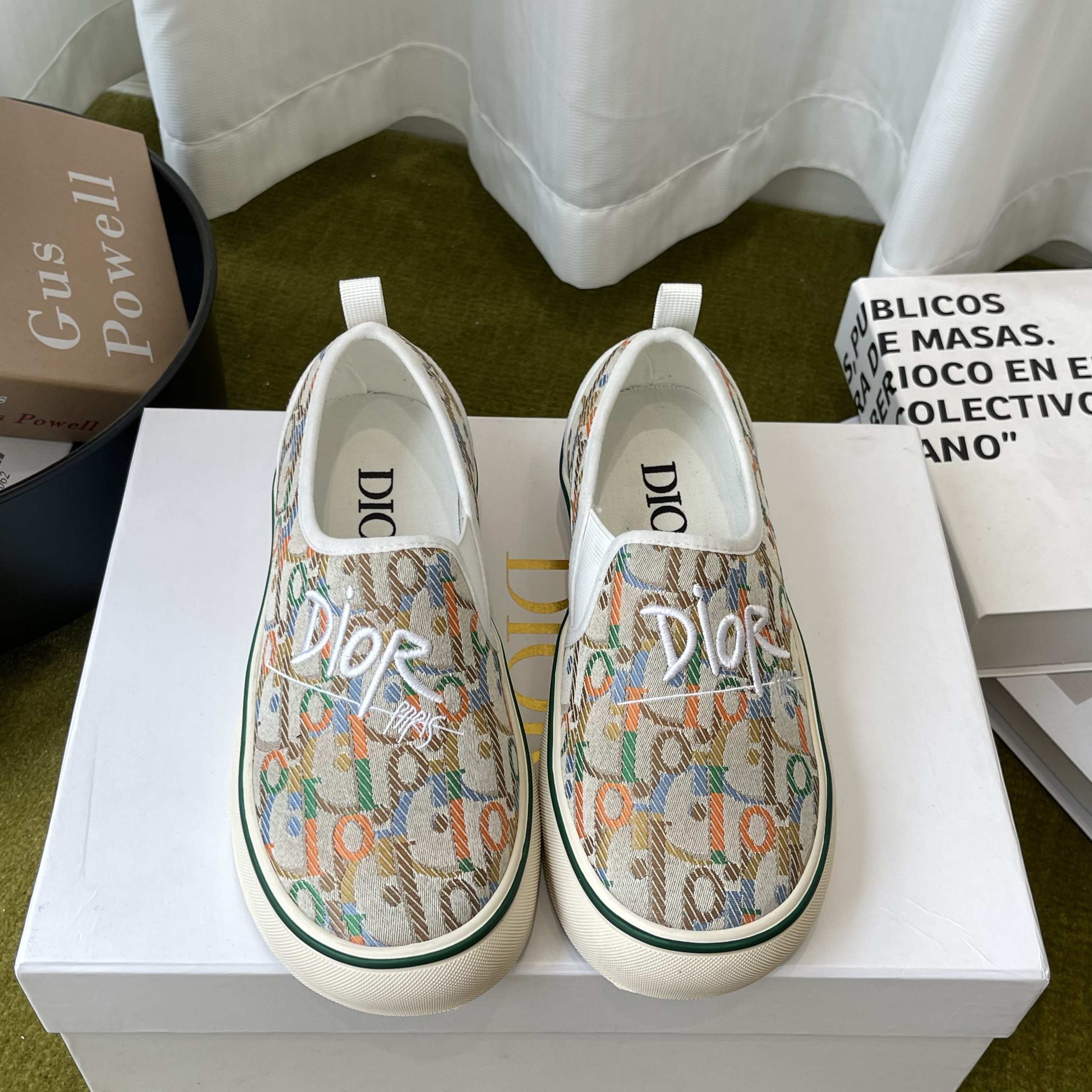 Dior Embroidered Loafer with Signature Lettering in Custom Fabric with Genuine Lambskin Lining Itali