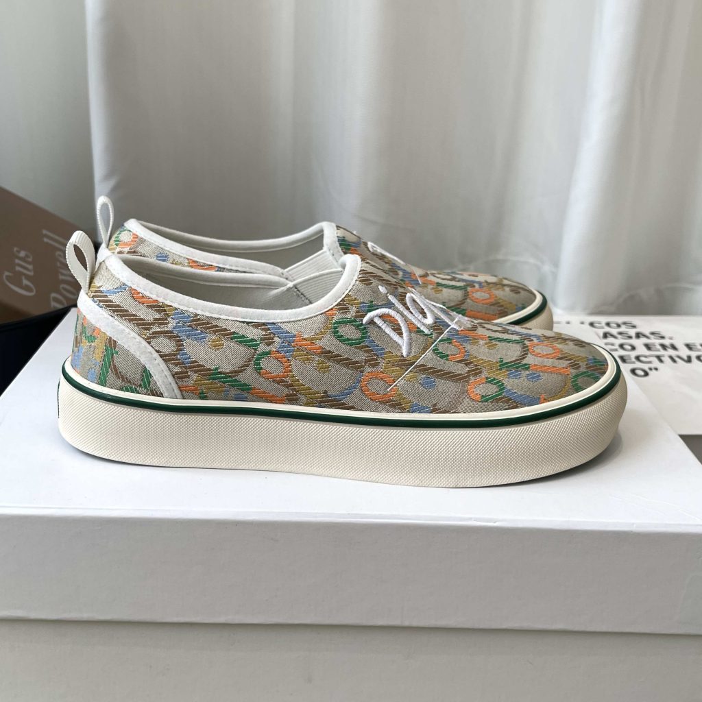 Dior Embroidered Loafer with Signature Lettering in Custom Fabric with Genuine Lambskin Lining Itali