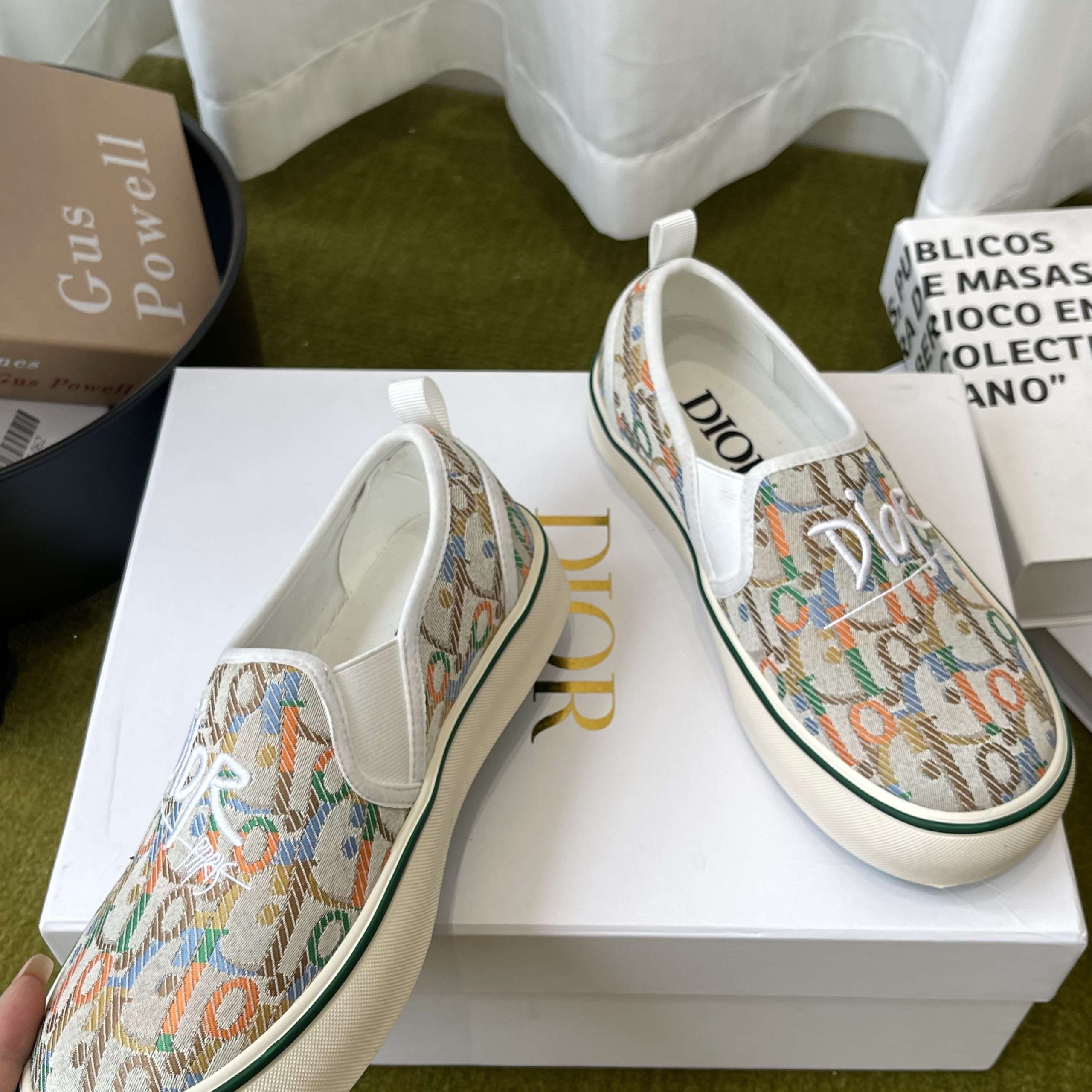 Dior Embroidered Loafer with Signature Lettering in Custom Fabric with Genuine Lambskin Lining Itali
