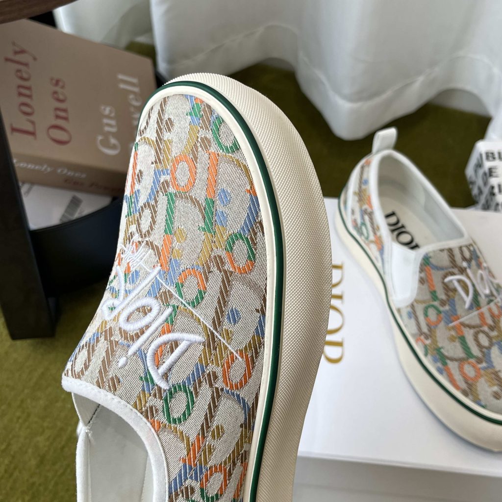Dior Embroidered Loafer with Signature Lettering in Custom Fabric with Genuine Lambskin Lining Itali