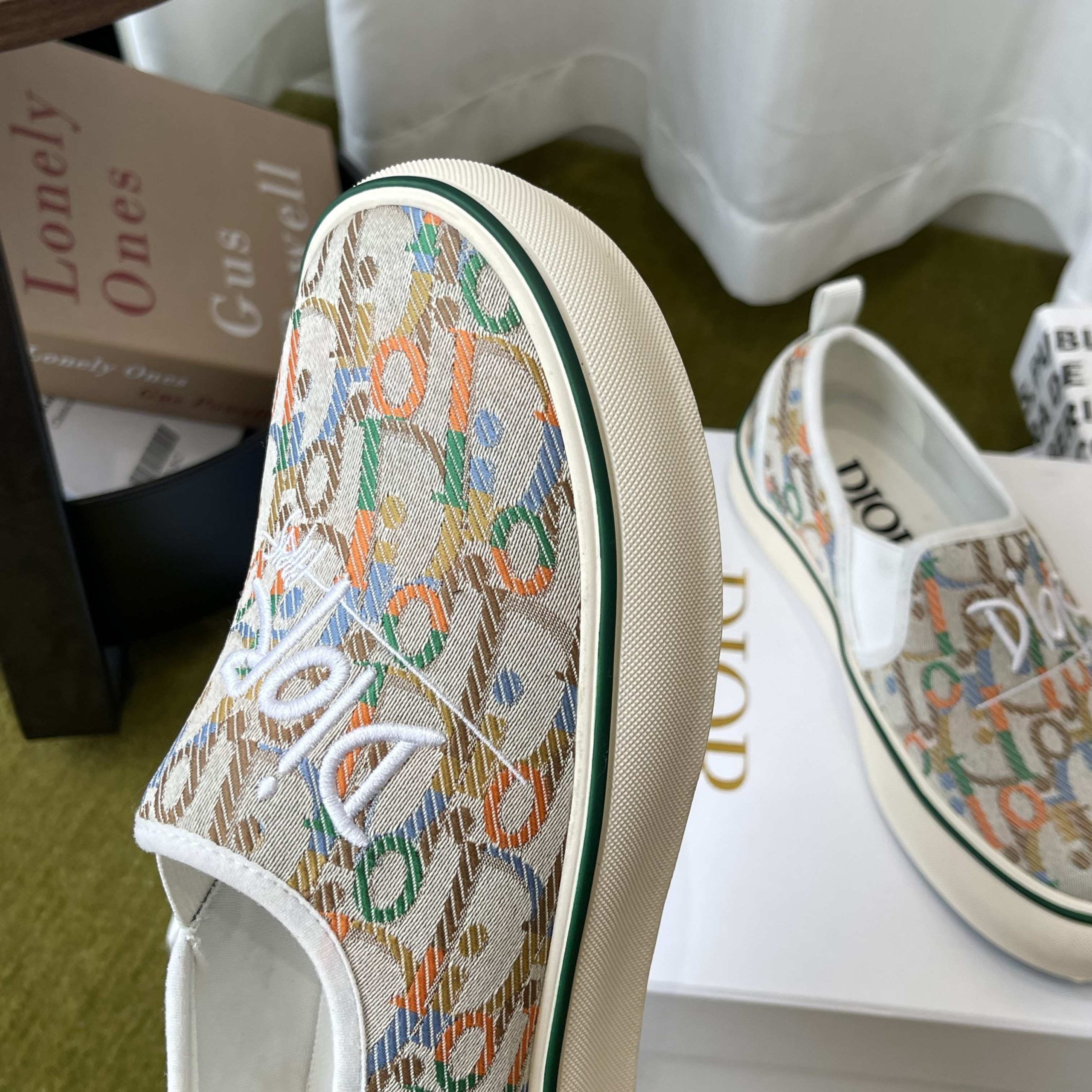 Dior Embroidered Loafer with Signature Lettering in Custom Fabric with Genuine Lambskin Lining Itali