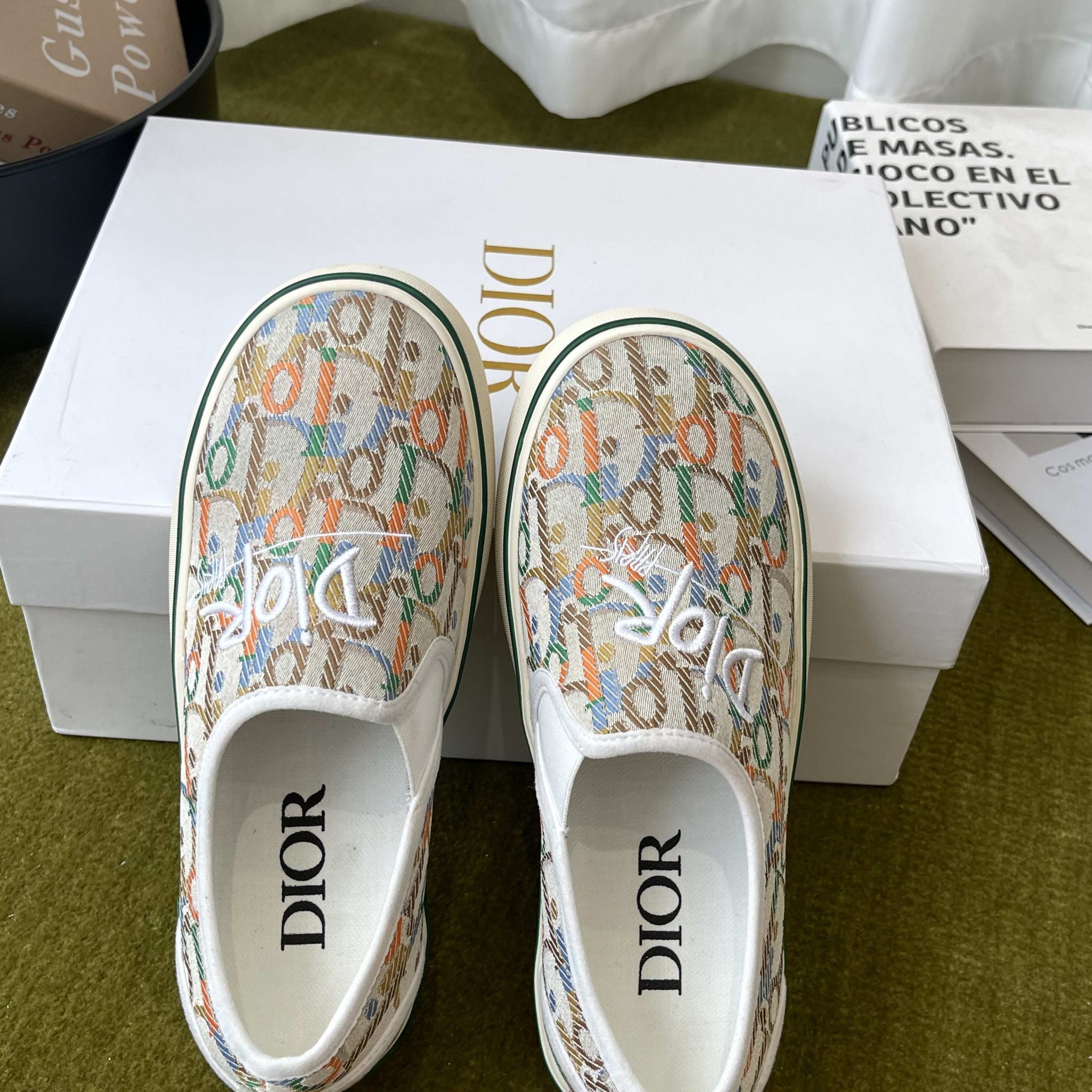 Dior Embroidered Loafer with Signature Lettering in Custom Fabric with Genuine Lambskin Lining Itali