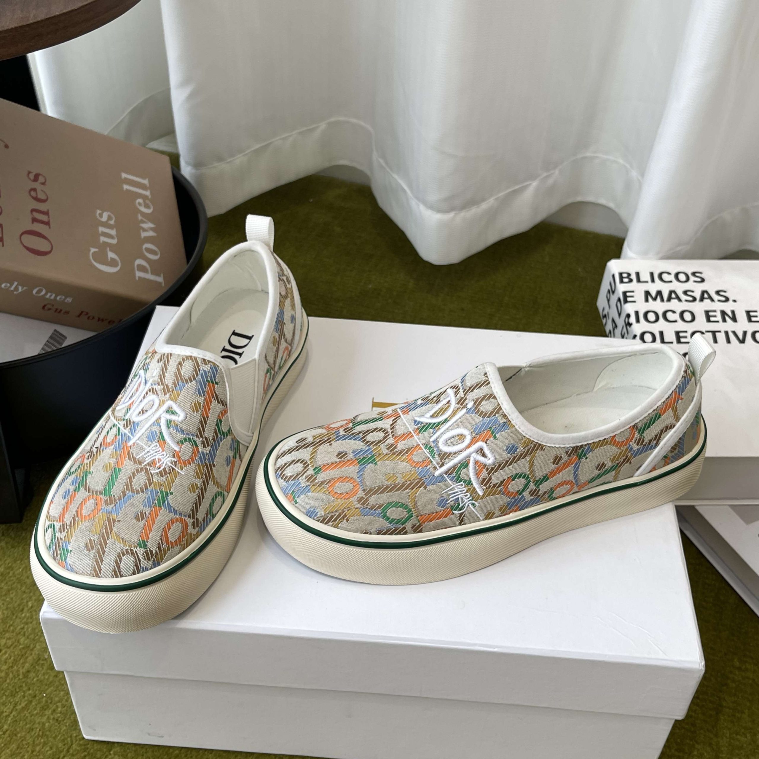 Dior Embroidered Loafer with Signature Lettering in Custom Fabric with Genuine Lambskin Lining Itali