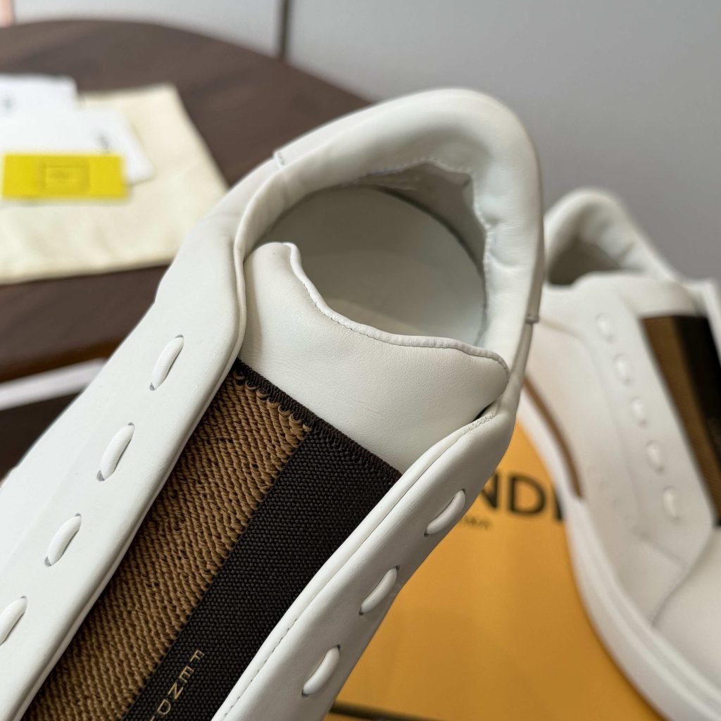 FENDI Low-Top Casual Sneakers in Genuine Calfskin with Lambskin Lining and Italian Leather Sole