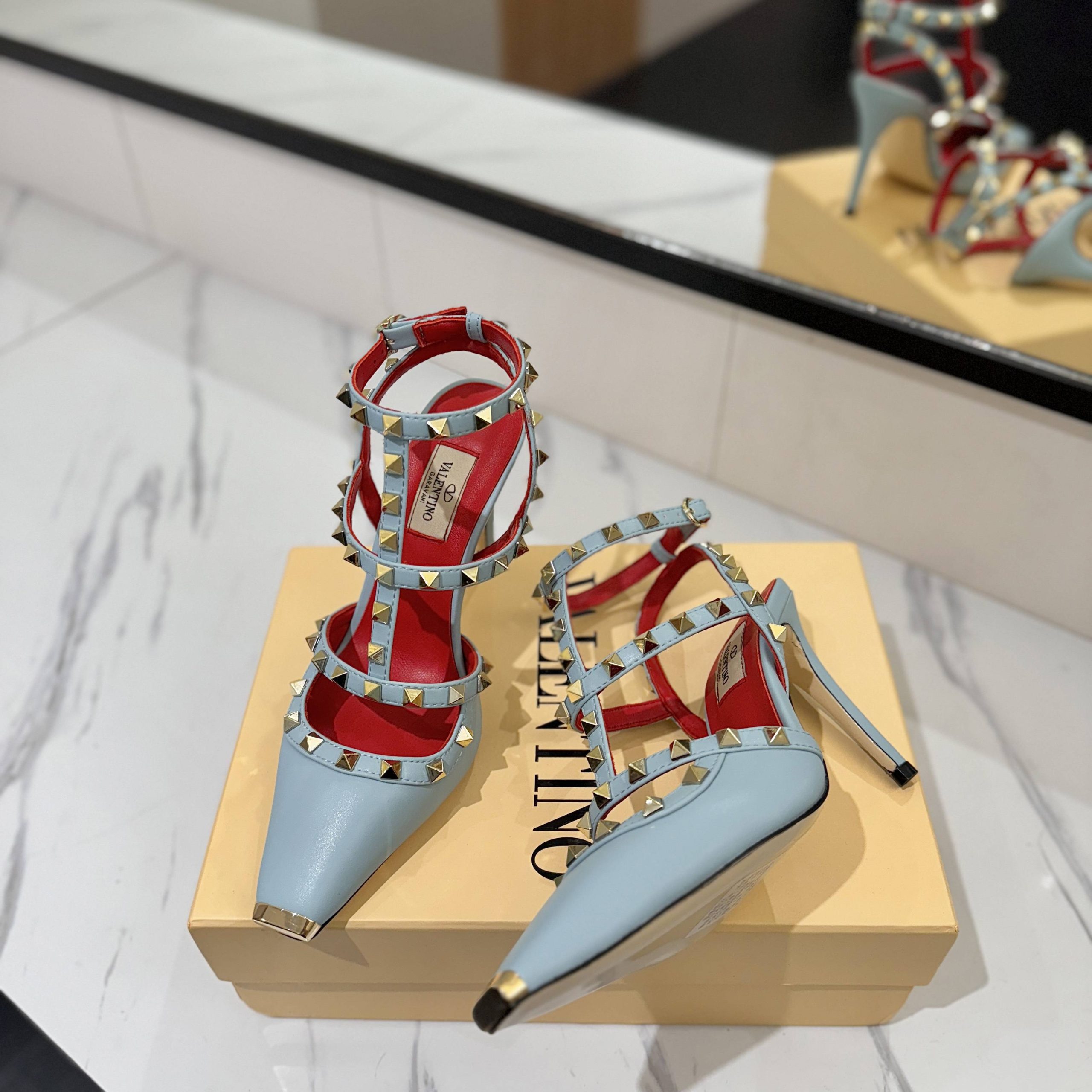 VALENTINO Ankle-Strap Flat Sandals in Genuine Lambskin with Calfskin Lining and Durable Rubber Sole