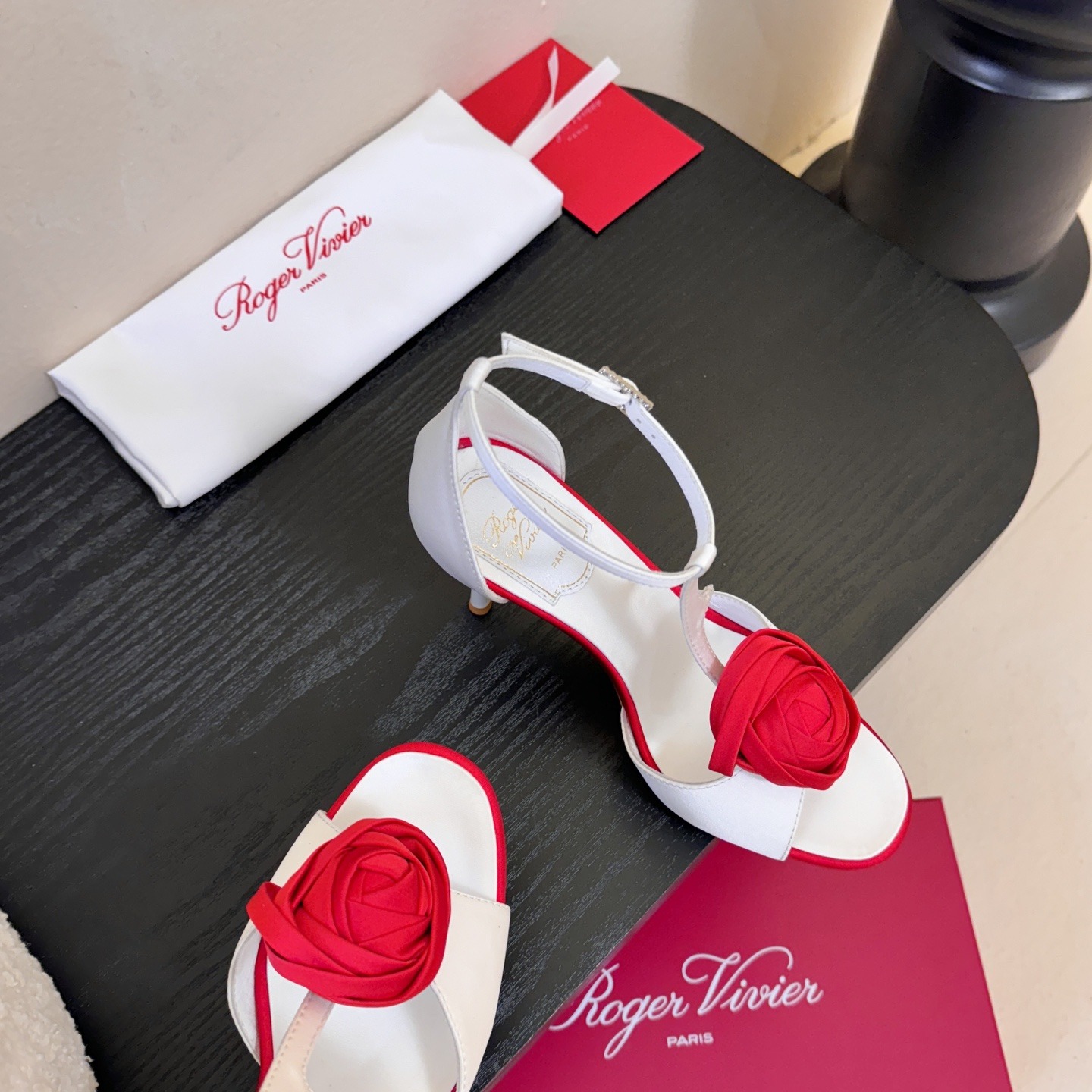 Roger Vivier Pointed Rose Buckle High Heel Pumps in Silk with Genuine Lambskin Lining Italian Leathe