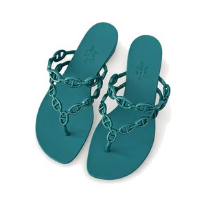Hermès 24S Jelly Slide Slippers in PVC with Layered Sole Genuine Lambskin Lining Italian Leather Sol