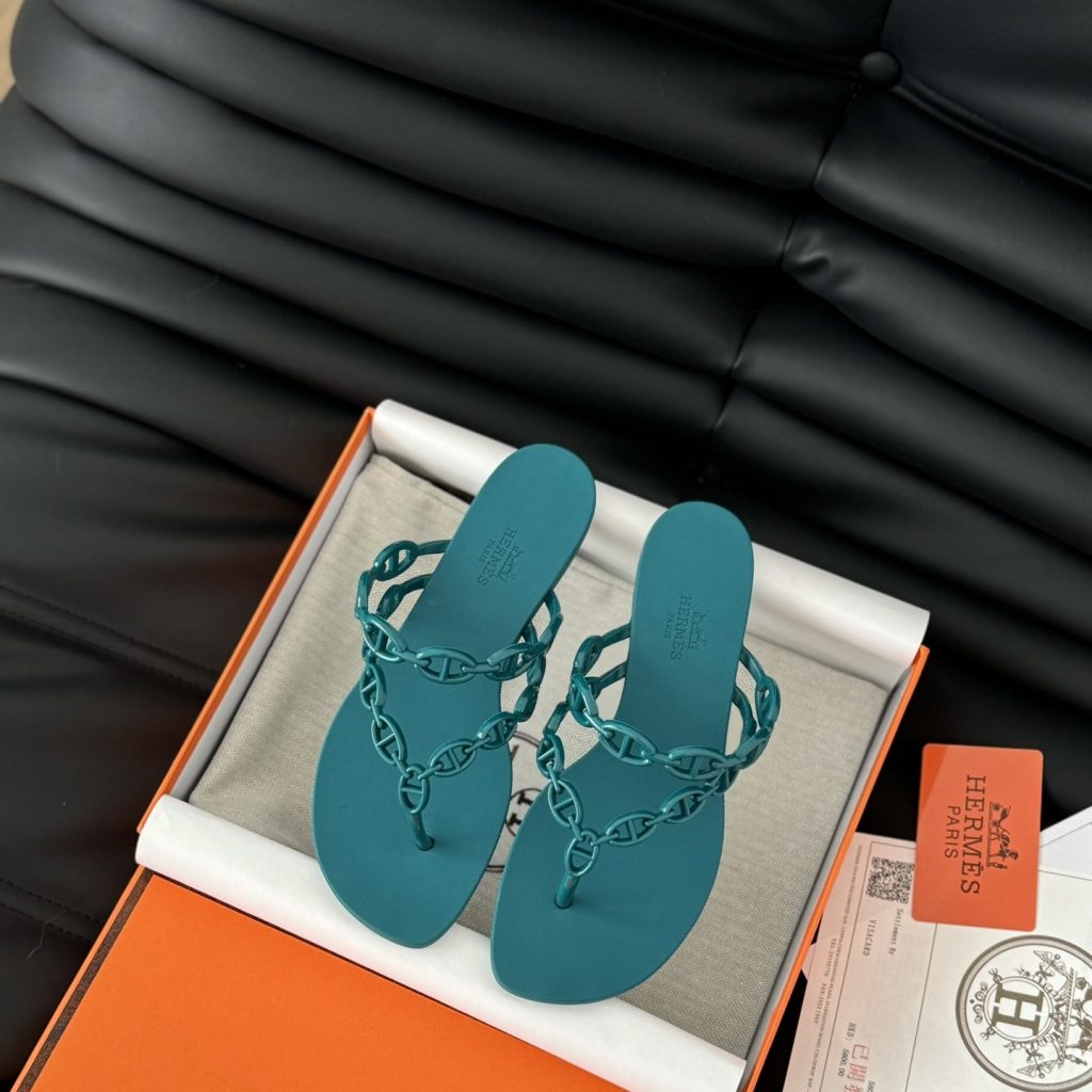 Hermès 24S Jelly Slide Slippers in PVC with Layered Sole Genuine Lambskin Lining Italian Leather Sol
