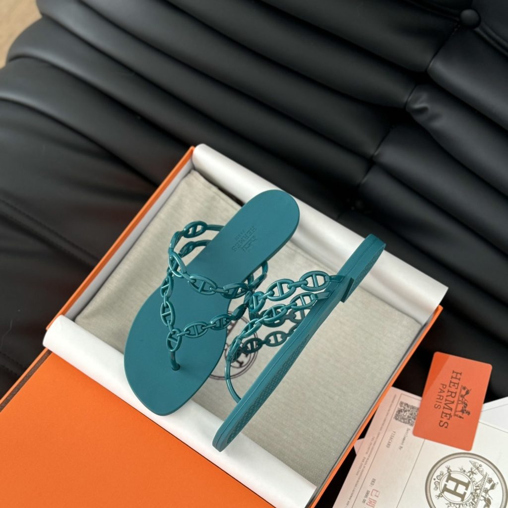 Hermès 24S Jelly Slide Slippers in PVC with Layered Sole Genuine Lambskin Lining Italian Leather Sol