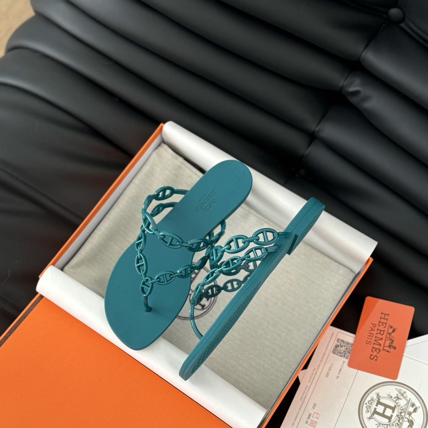 Hermès 24S Jelly Slide Slippers in PVC with Layered Sole Genuine Lambskin Lining Italian Leather Sol