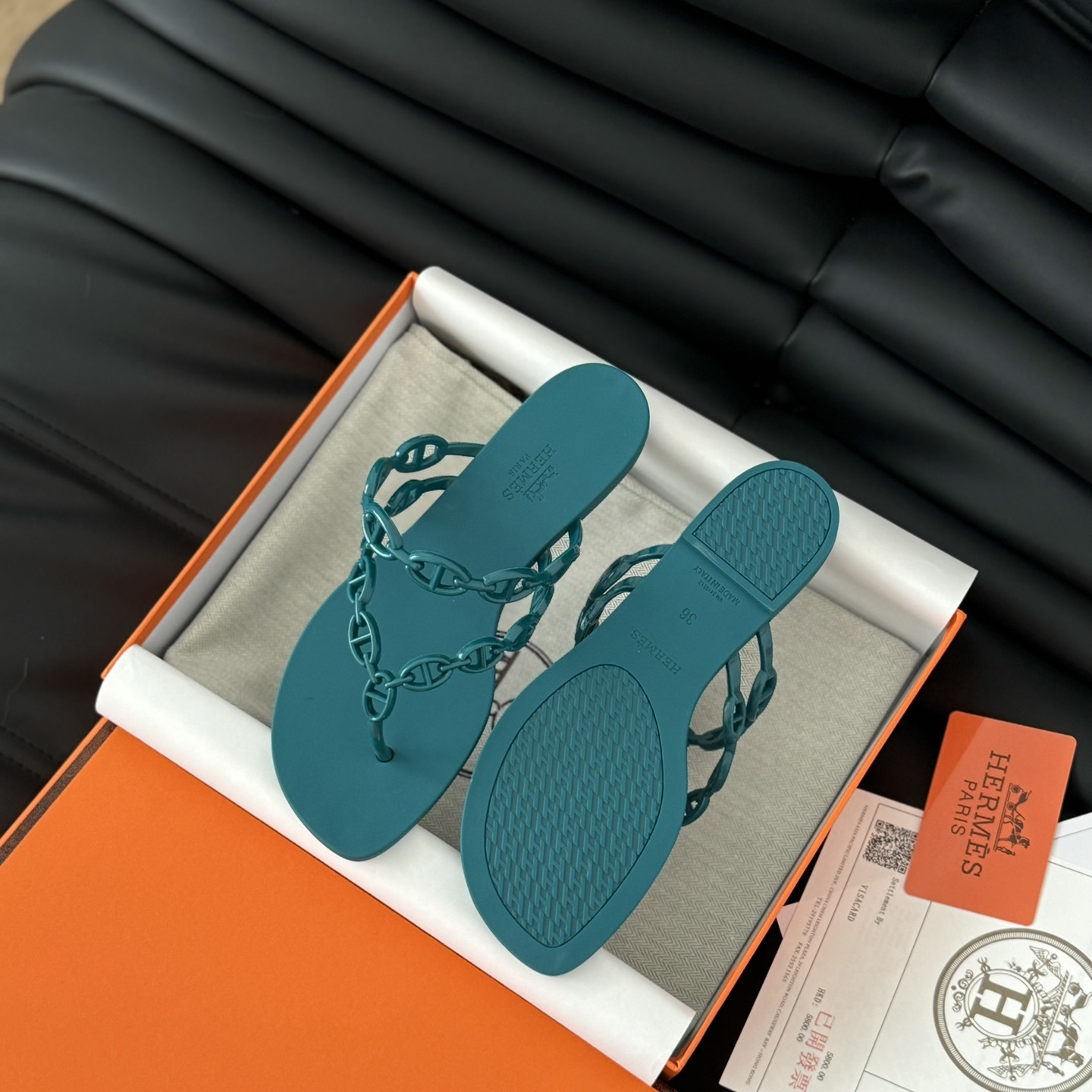 Hermès 24S Jelly Slide Slippers in PVC with Layered Sole Genuine Lambskin Lining Italian Leather Sol