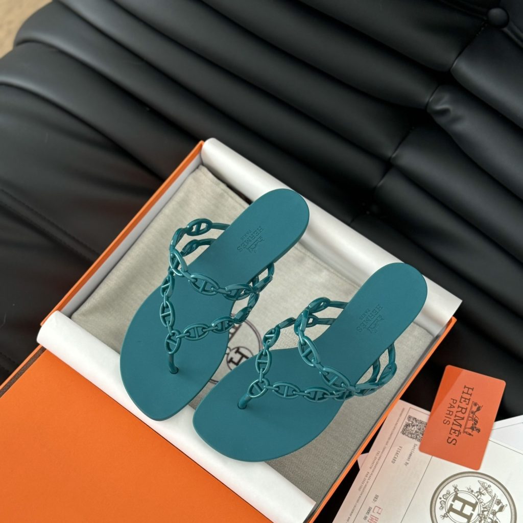 Hermès 24S Jelly Slide Slippers in PVC with Layered Sole Genuine Lambskin Lining Italian Leather Sol